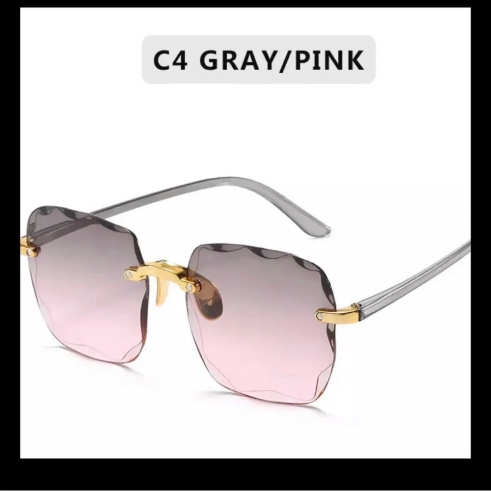 Classic Rimless Gradient Gray to Pink Sunglasses - Women